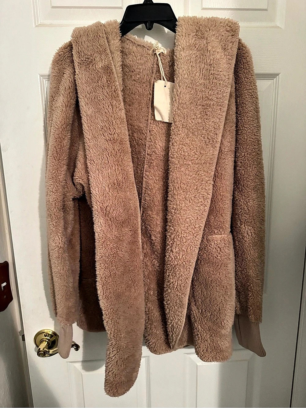 Hem & Thread Cozy Fuzzy Fleece Long Sleeve Hoodie Open One-Size Jacket Hoodie